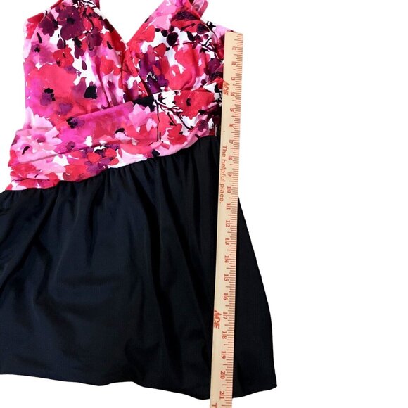 Maxine of Hollywood Swimsuit Womens 12 Used Pink Red Purple Floral Black MM4GF37 - Picture 5 of 13